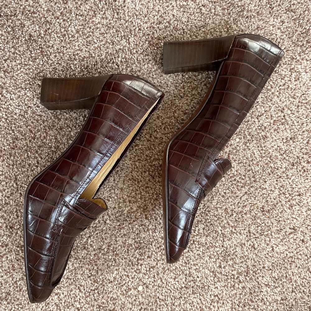 Ralph Lauren Crocodile Embossed Leather Pump
